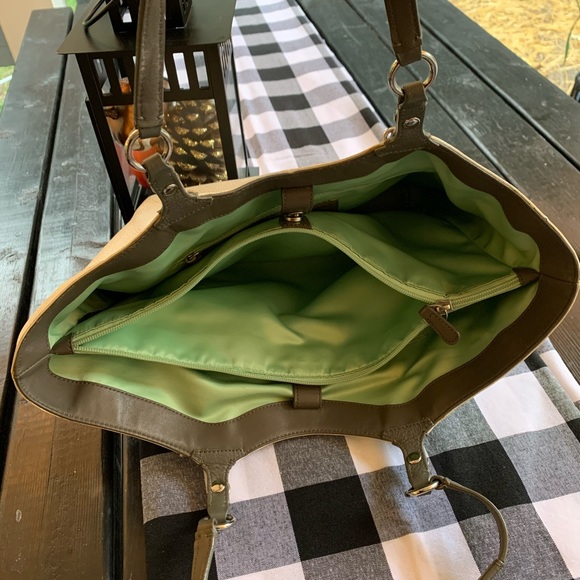 Coach Tote. White leather with grey trim! - Picture 2 of 5